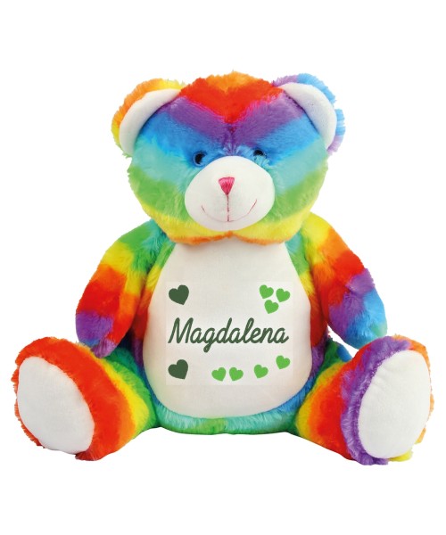 Stofftier Bär Regenbogen bestickt mit Namen